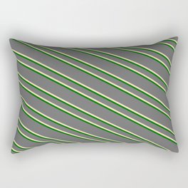 [ Thumbnail: Dim Grey, Beige & Dark Green Colored Striped/Lined Pattern Rectangular Pillow ]