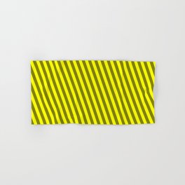 [ Thumbnail: Yellow & Green Colored Striped/Lined Pattern Hand & Bath Towel ]