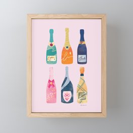 Champagne Bottles - Pink Ver. Framed Mini Art Print