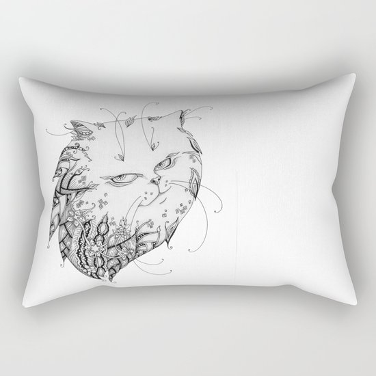 Abstract black and white cat Rectangular Pillow