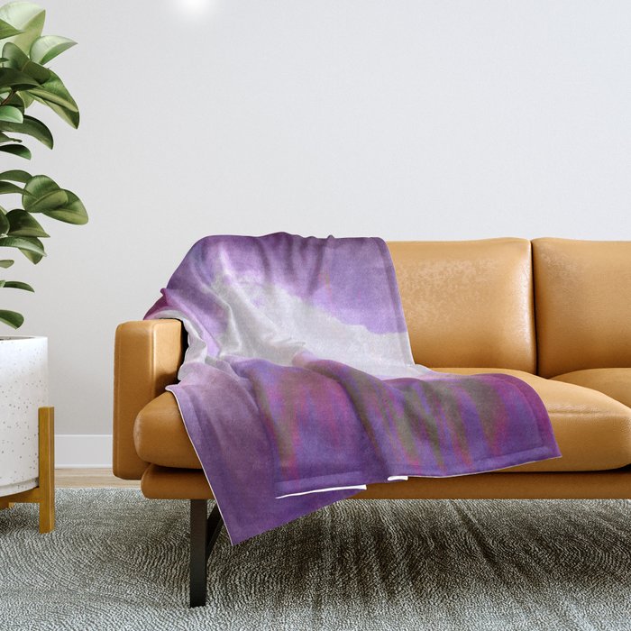 Pink Violet Lavender Abstract Watercolor Ombre Brushstrokes Throw Blanket