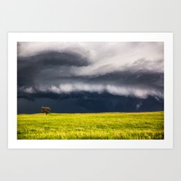 Passing By - Storm and Lone Tree in Nebraska Art Print