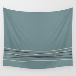 Blue Green Scribble Line Pattern 2021 Color of the Year Aegean Teal and Accent Shades Wall Tapestry