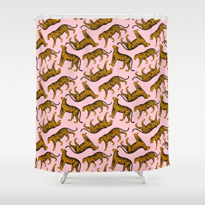 Tigers (Pink and Marigold) Shower Curtain