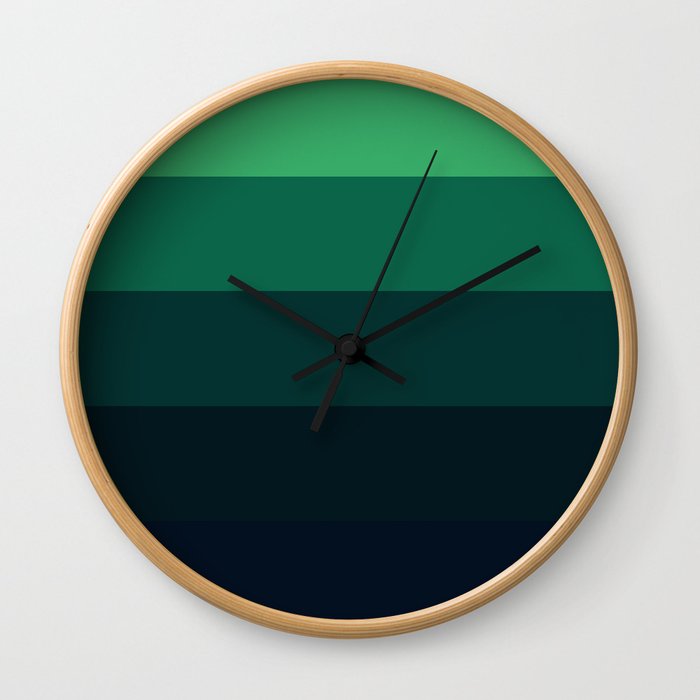 Forest Green Stripes Wall Clock