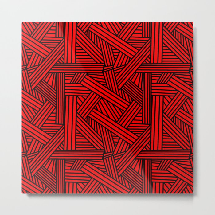 Sketchy Abstract (Black & Red Pattern) Metal Print