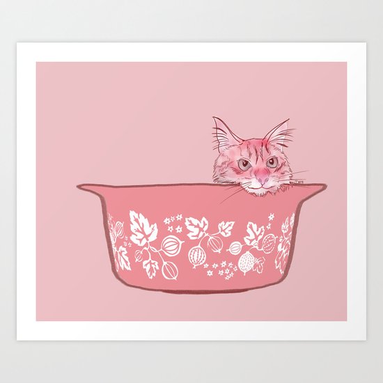 Cat in Bowl #1 Art Print