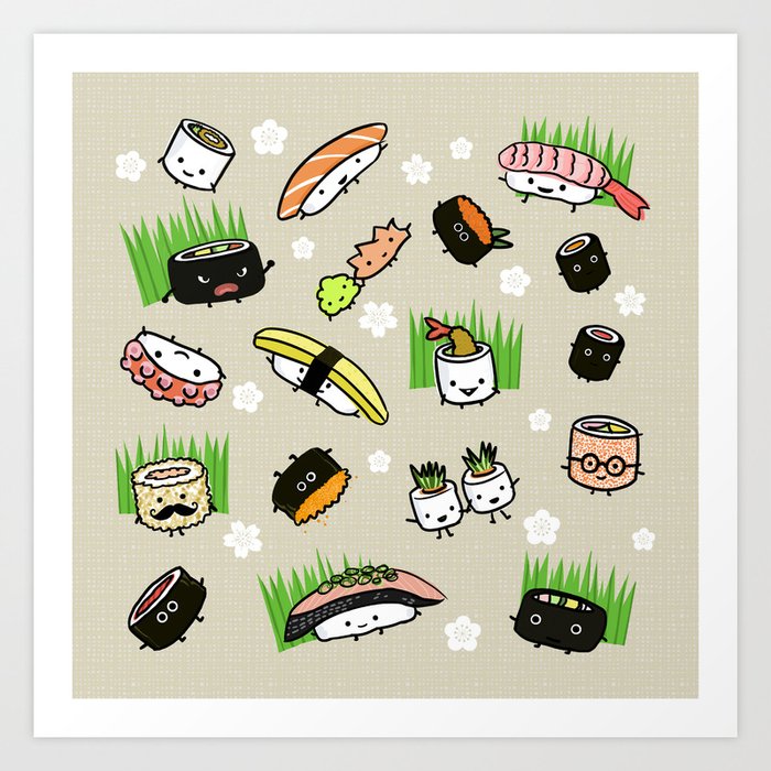Printable Kawaii Sushi Coloring Page