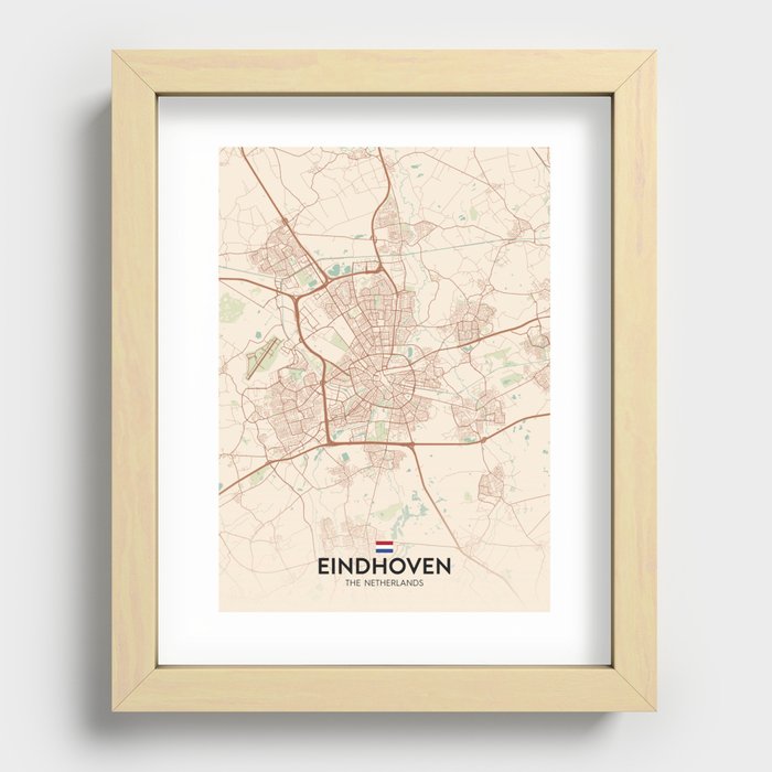 Eindhoven, Netherlands - Vintage City Map Recessed Framed Print