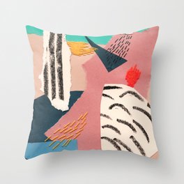 abstract collage with embroidery Throw Pillow