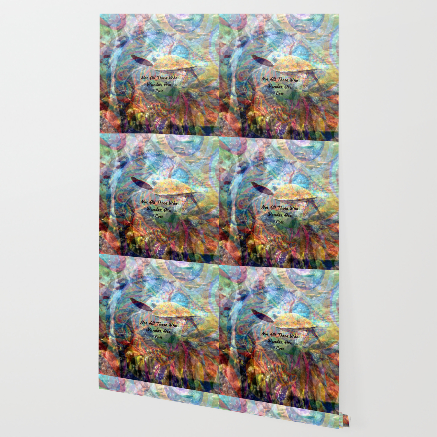 Not All Who Those Wander Are Lost Inspirational Quote With Beautiful Sea Turtle Painting Wallpaper By Bellajasper Society6