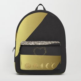Faux Gold Moon Phases Gold Heart Backpack