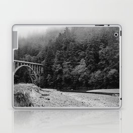 Beach and Forest | Black and White Photography | Oregon Coast Bridge Laptop Skin