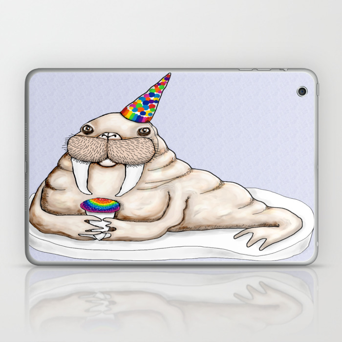 I Am The Walrus With A Party Hat And Snow Cone Goo Goo G Joob Laptop Ipad Skin By Amy Gale Society6
