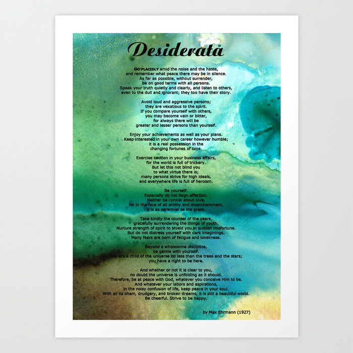 Desiderata 2 - Words of Wisdom Art Print