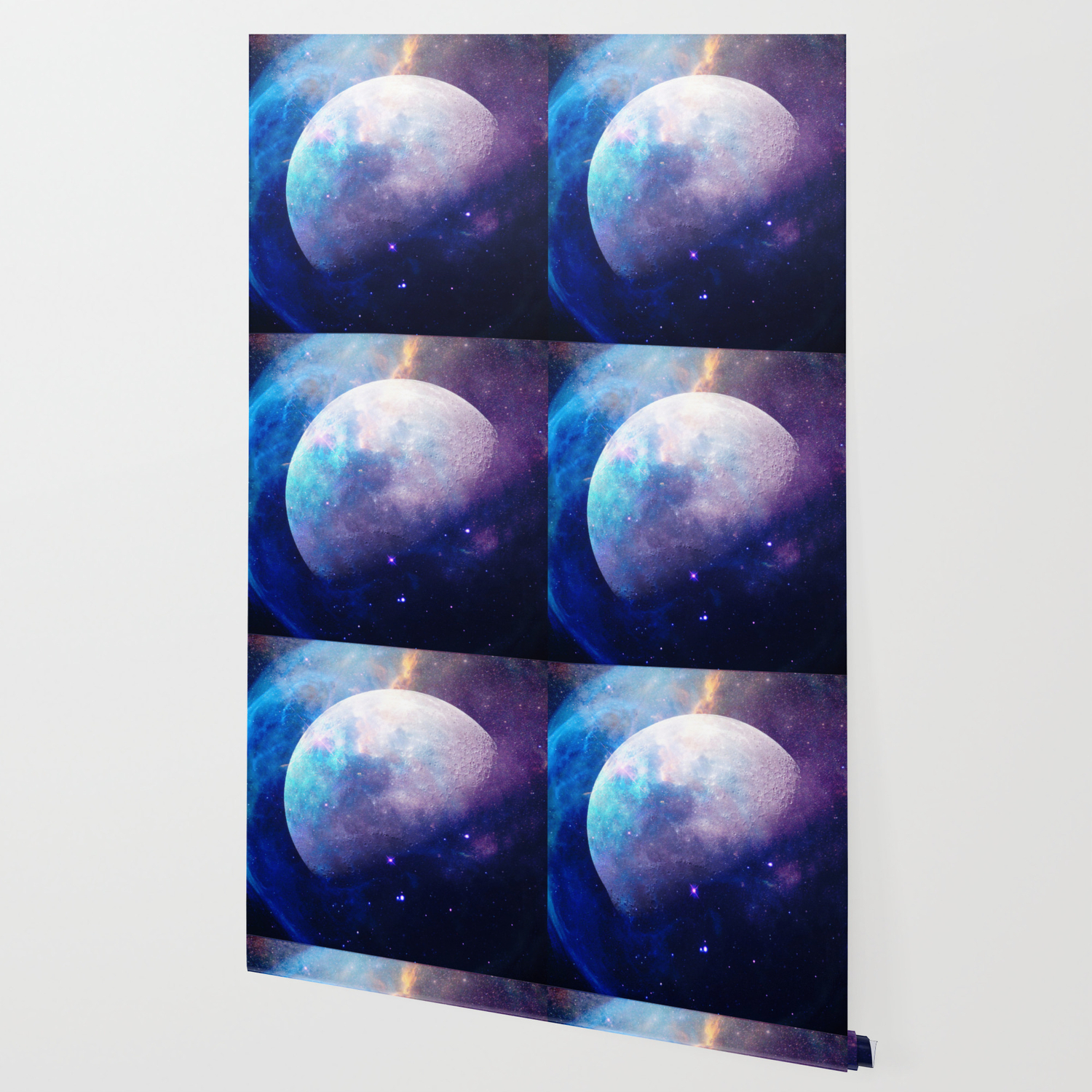Galaxy Moon Space Wallpaper By Cascadia Society6