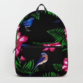 Bluebird ,tropical flowers pattern Backpack