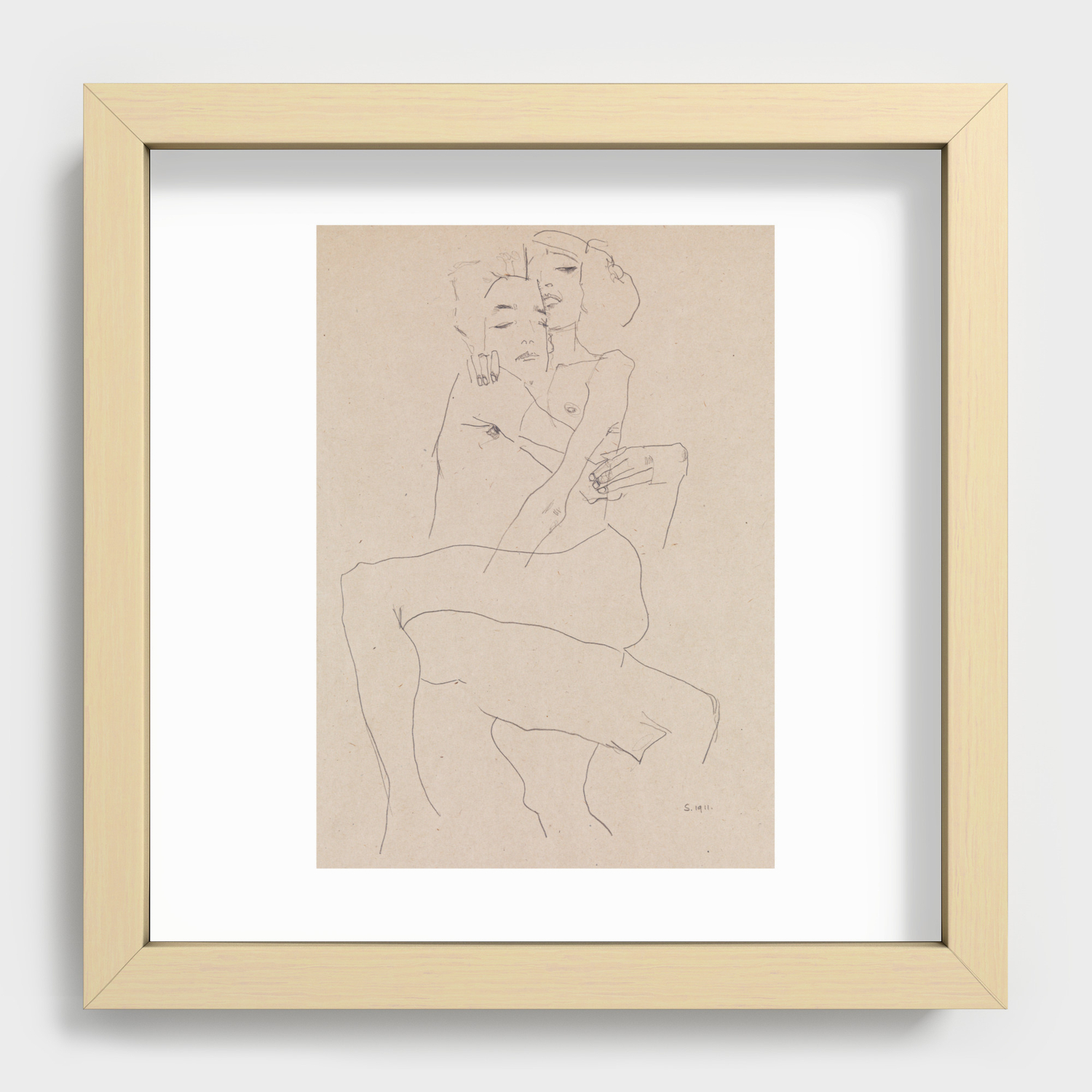 Egon schiele couple embracing