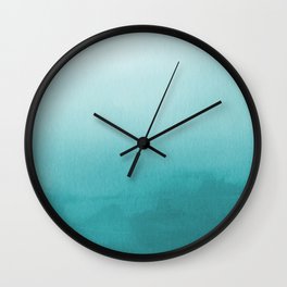 Aqua Teal Turquoise Watercolor Ombre Gradient Blend Abstract Art - Aquarium SW 6767 Wall Clock