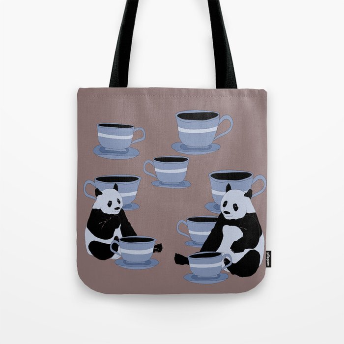 Pandas with Coffee Tote Bag