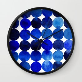Blue Circles in Watercolor Wall Clock