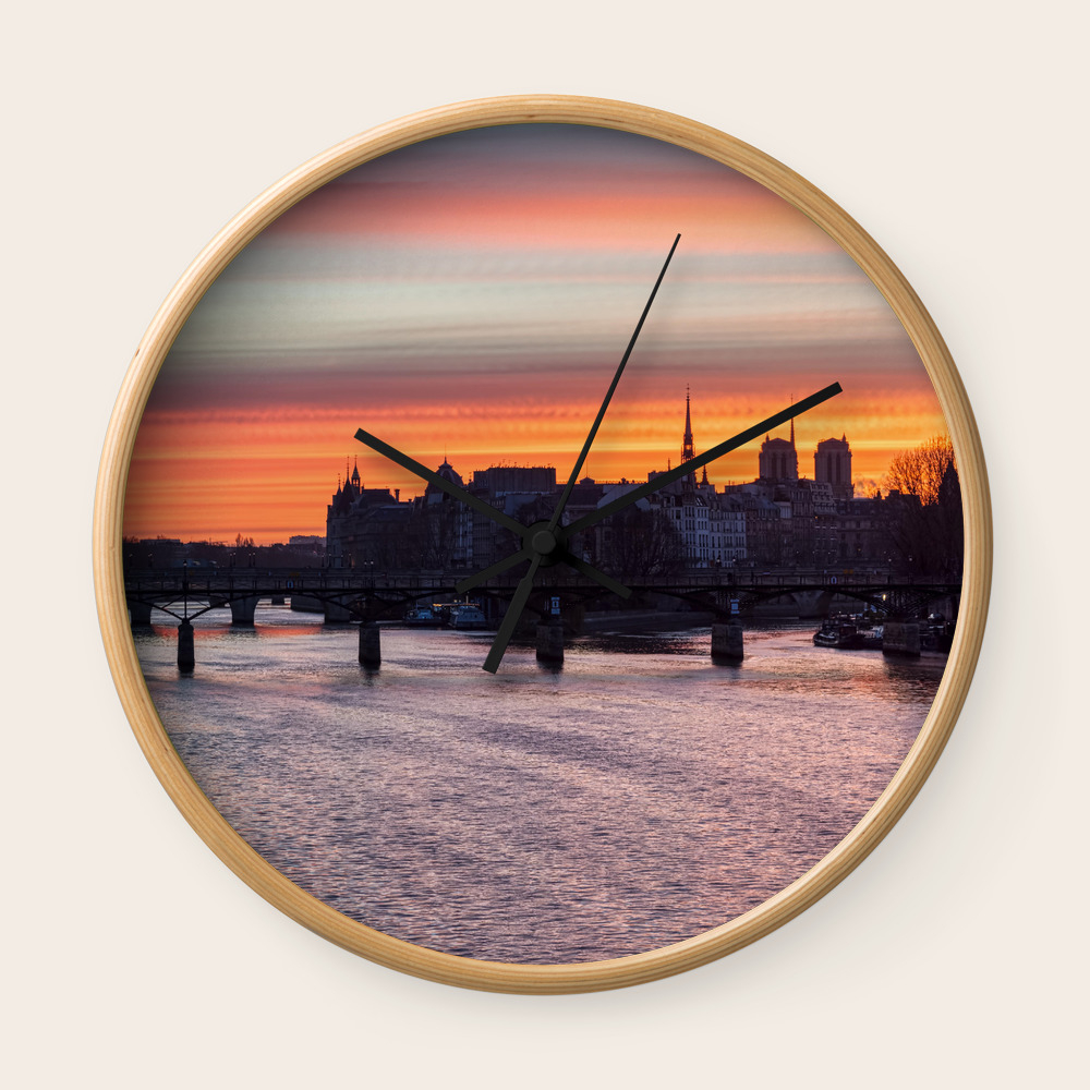 Sunrise Over Ile De La Cite Paris Wall Clock By Davidjallaud Society6