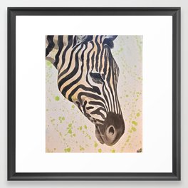 Zebra green splashes Framed Art Print