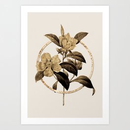 Gold Ring Golden Guinea Vine Glitter Botanical Illustration Art Print