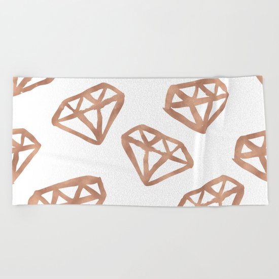 Rose gold diamond print Beach Towel
