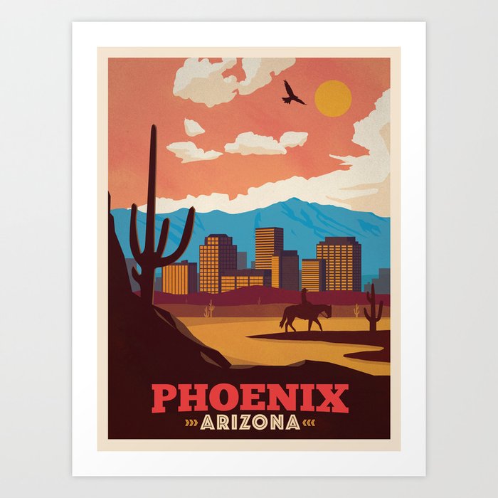 Vintage travel poster-Phoenix-Arizona. Art Print