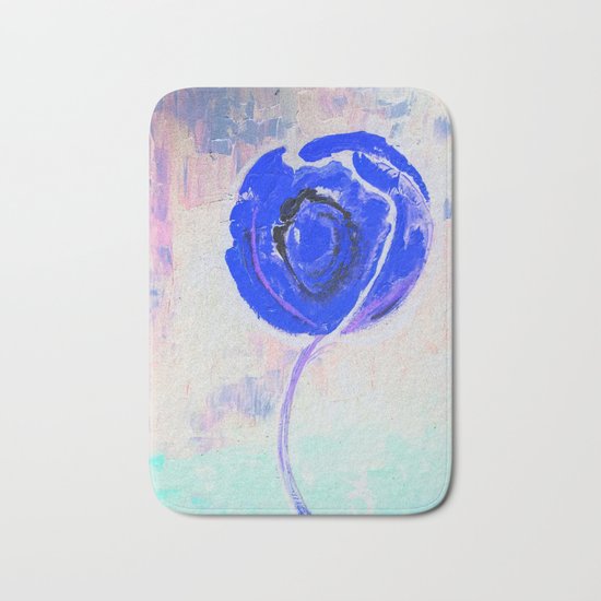 Snow Honey Silver Ice Blue Rose Bath Mat