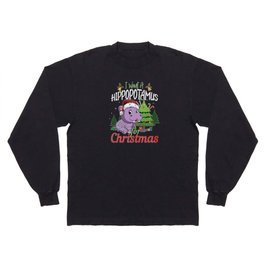 Kawaii December I Want Hippopotamus for Christmas Long Sleeve T-shirt