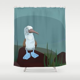 Blue-footed Booby in the wild. Shower Curtain
