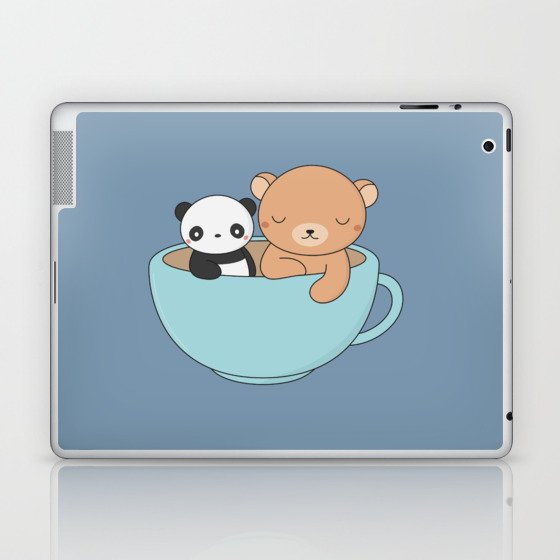 Kawaii Cute Brown Bear And Panda Laptop Ipad Skin By Wordsberry Society6