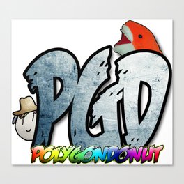 Polygon Donut - Layout 2 - BW / color text with Avatar & Sharky Canvas Print