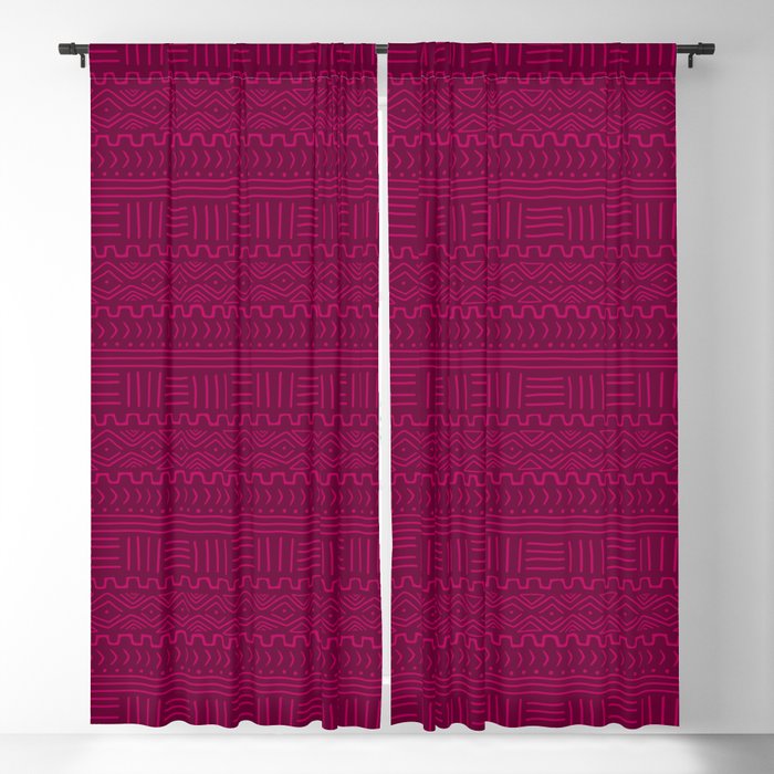 Mud Cloth in Raspberry Blackout Curtain