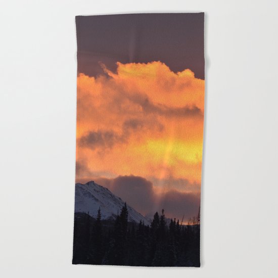 Sunrise Behind Chugach Mts ~ II Beach Towel