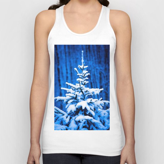 Snow covered Christmas tree Unisex Tank Top