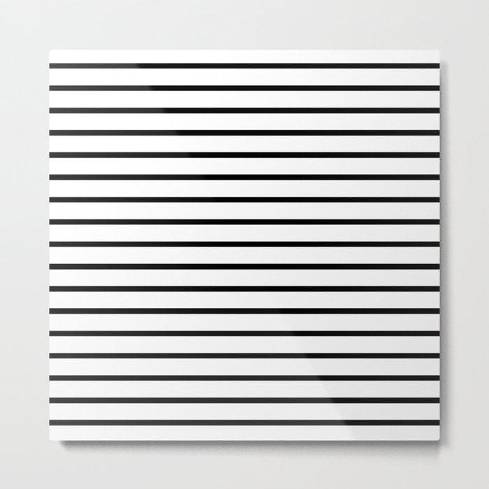 Horizontal Black Stripes Pattern Metal Print