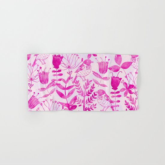 Watercolor Floral & Birds II Hand & Bath Towel