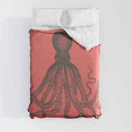 Octopus in Coral  Duvet Cover