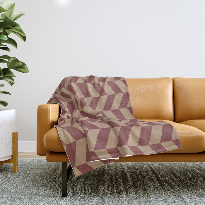 Cappuccino Coffee Brown Herringbone Zigzag Arrow Pattern Throw Blanket