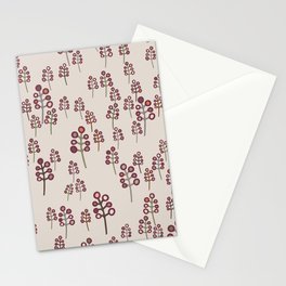 Red and tan hand drawn berries and branches Stationery Cards