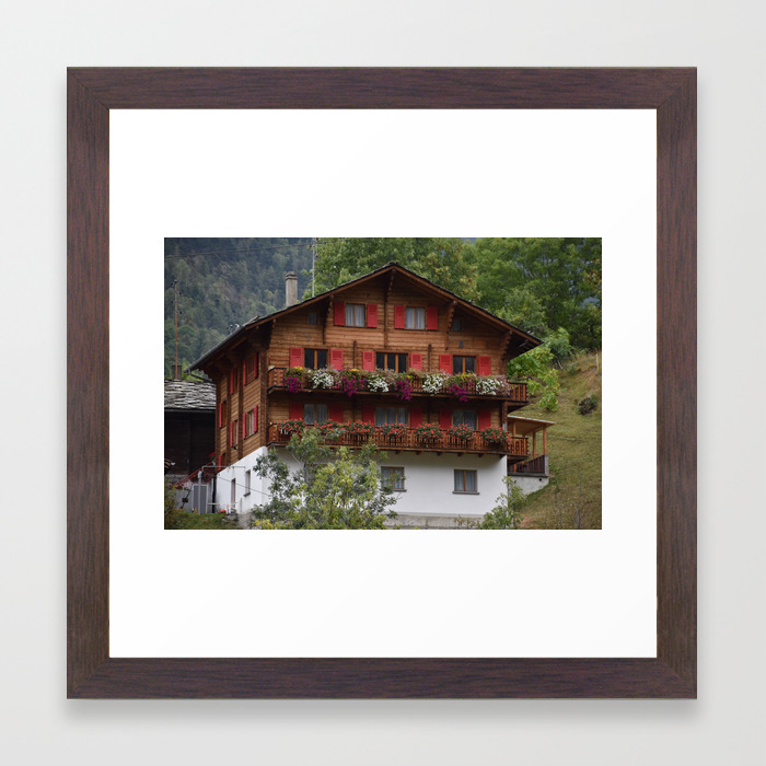 Swiss Alpine Chalet In Valais Switzerland Framed Art Print By