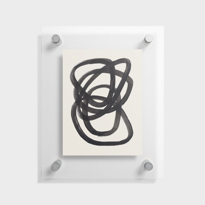 Mid Century Modern Minimalist Abstract Art Brush Strokes Black & White Ink Art Spiral Circles Floating Acrylic Print