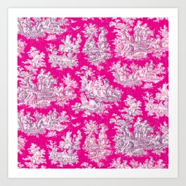 Elegant pink magenta toile de jouy Art Print