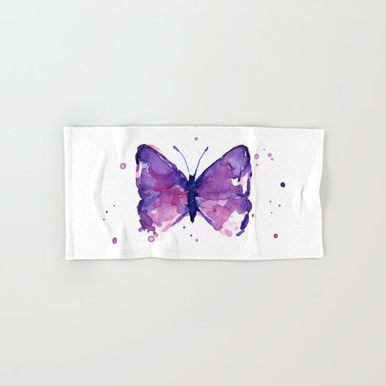 Butterfly Purple Watercolor Animal Hand & Bath Towel