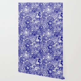 Infinite Garden 2 in navy blue and white Wallpaper