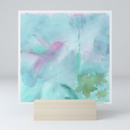 Hummingbird Selah - Aqua Mini Art Print