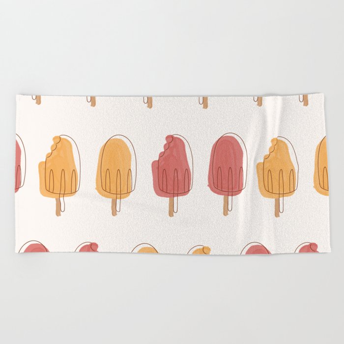 popsicle, ice cream, summer, yellow, red, fun Beach Towel